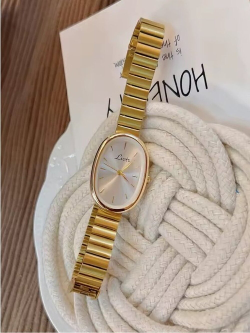 Vintage Style Gold Oval Bracelet Watch